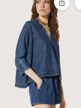 Valentino Blue Denim Shorts ONLY with Blue Enamel V on back pockets Small